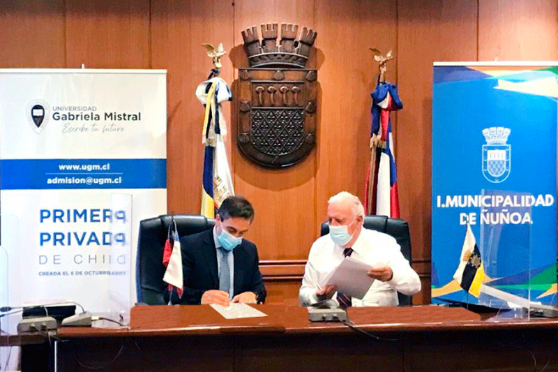 Foto 2 de 7: Universidad Gabriela Mistral y Municipalidad de Ñuñoa firman convenio de colaboración multidisciplinario