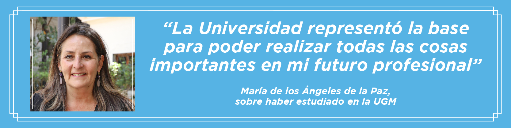 Imagen de la noticia: Egresada de Derecho de la U. Gabriela Mistral María de los Ángeles de la Paz recibió medalla “40 Años UGM”