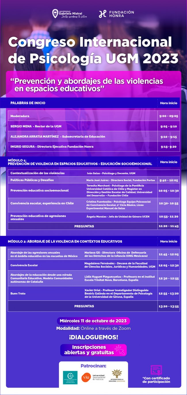 Imagen de la noticia: Agenda Congreso Internacional de Psicología UGM 2023