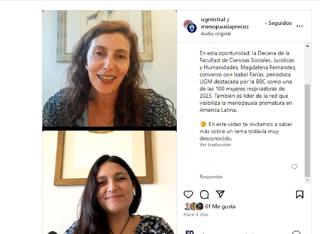 Imagen de la noticia: 8M: UGM inicia ciclo de conversaciones con mistralina destacada entre las 100 mujeres más influyentes