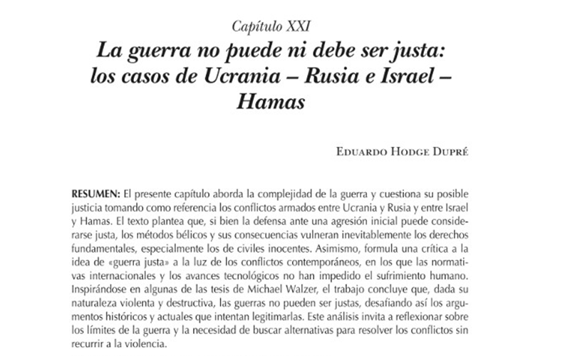 Imagen de la noticia: Director de Humanidades UGM Eduardo Hodge publicó artículo sobre conflictos bélicos en prestigiosa editorial internacional
