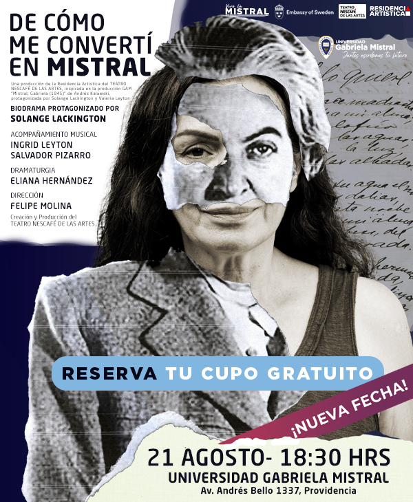 Imagen de la noticia: Reprogramación: nueva fecha para la obra de teatro “De cómo me convertí en Mistral” con Solange Lackington
