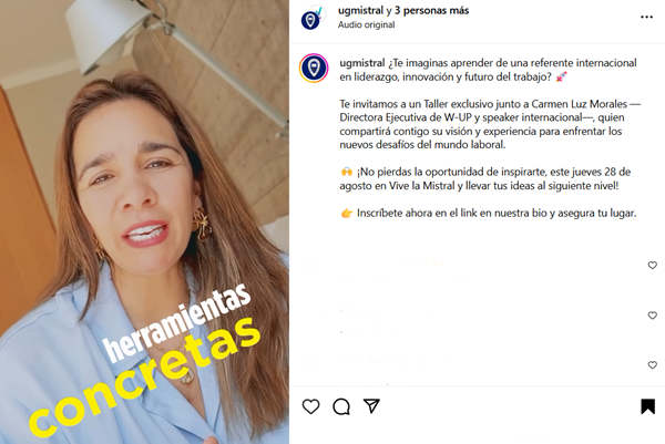 Imagen de la noticia: 28/08: Inscríbete en el taller de Carmen Luz Morales, speaker internacional y referente en liderazgo - "Vive la Mistral" para profesionales y egresados