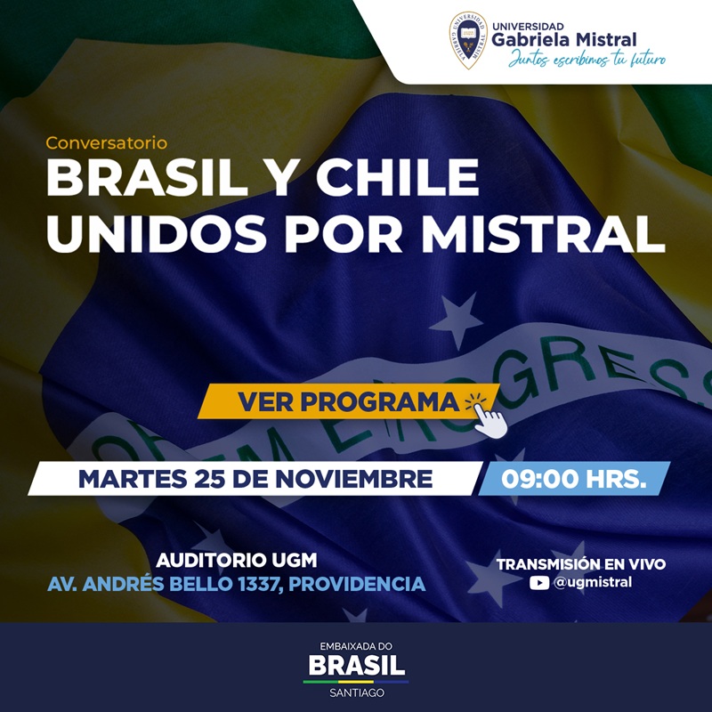 Imagen de la noticia: 25 de noviembre: Te invitamos al evento académico "Brasil y Chile unidos por Mistral"