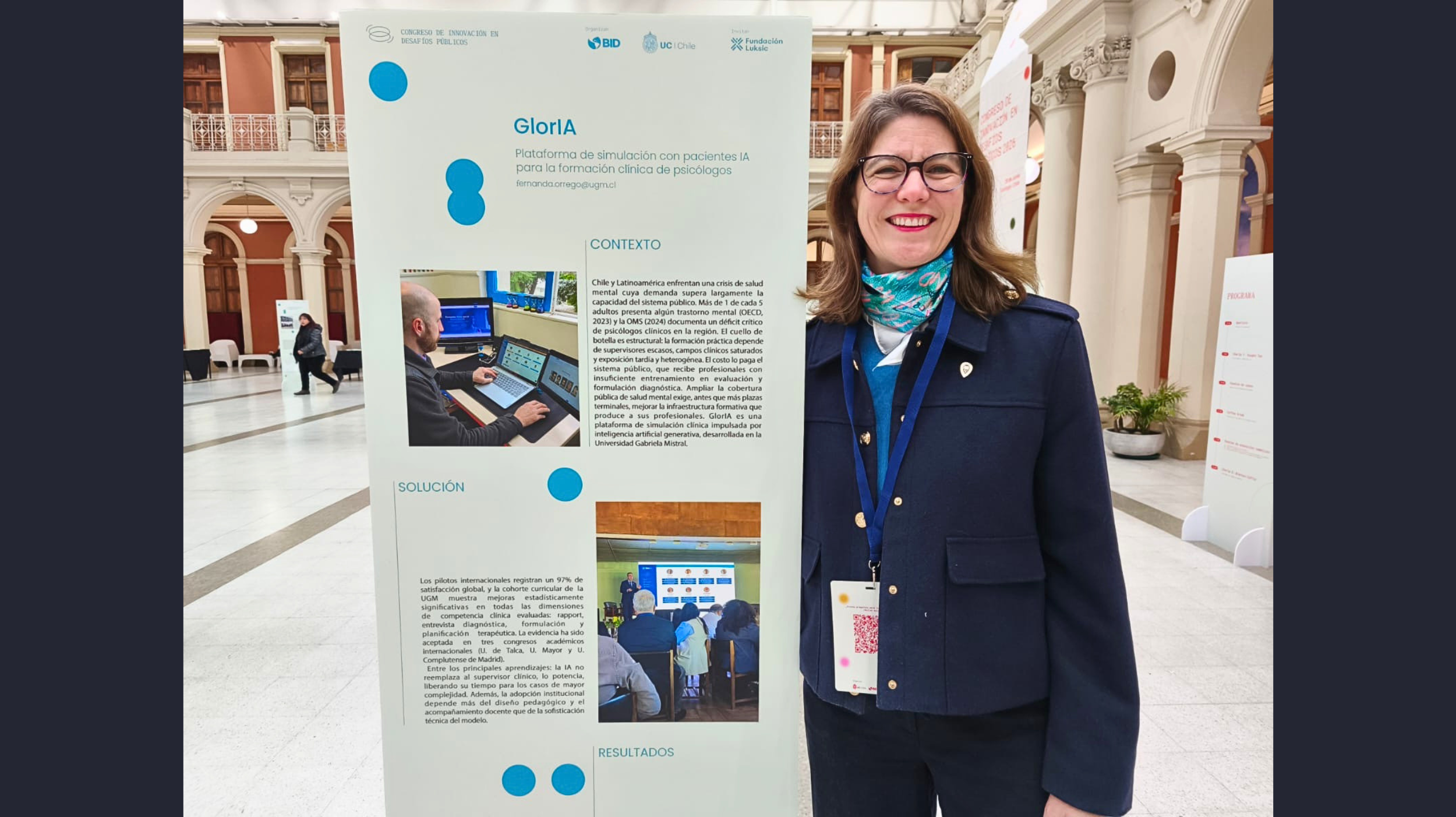 Imagen de la noticia: Directora de la Escuela de Psicología UGM presentó GlorIA en Congreso de Innovación en Desafíos Públicos