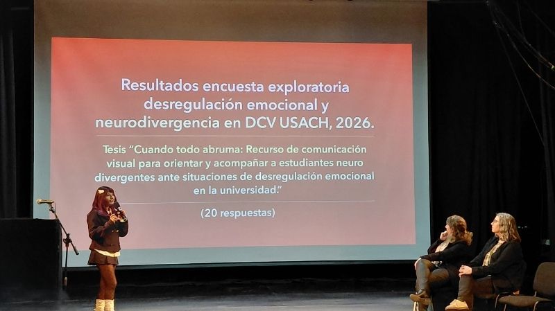 Foto 2 de 4: Directora de Diseño y Artes Digitales UGM expuso sobre los riesgos de salud mental que afectan a los creadores de la industria creativa